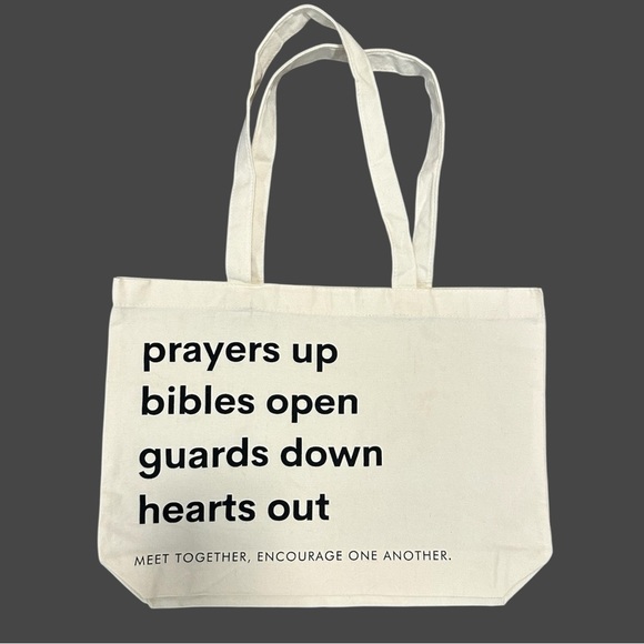 Faith-Inspired Canvas Tote – “Prayers Up, Bibles Open” - Picture 1 of 2